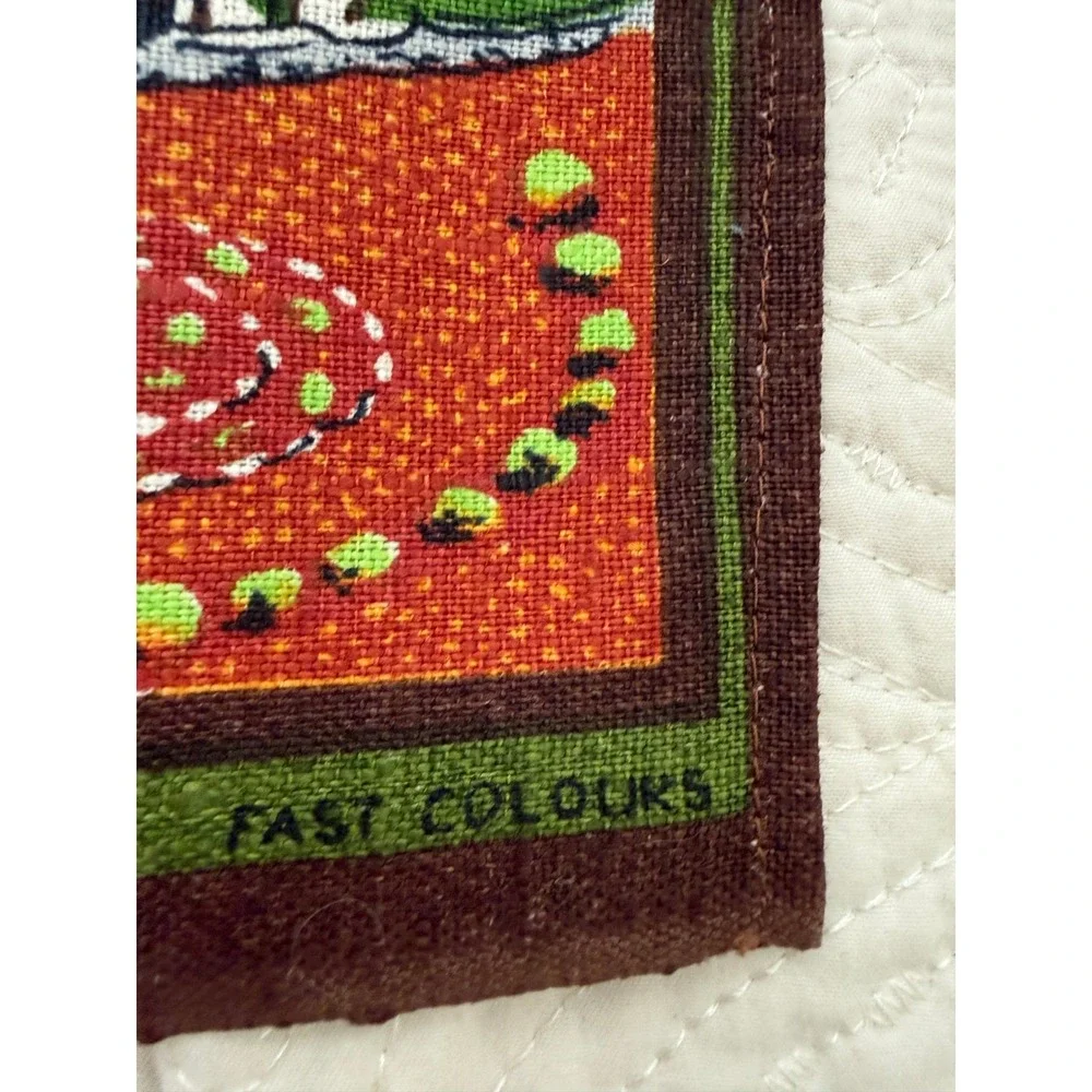 Heil Souvenir Tea Towel Green Perth Western Australia Vintage Pure Linen